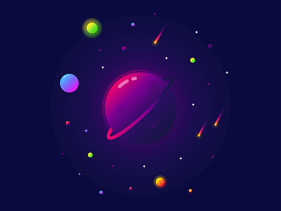 Planets art clean colors creative design flat gradient graphic design illustration illustrator mbe mbestyle planet shadow stars