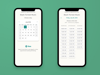 Date and Time Selection Steps for Booking Widget app calendar date mobile responsive time ui web