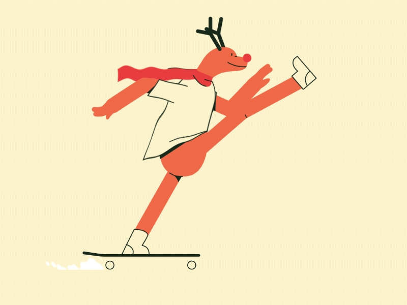 Christmas Deer animation board christmas cool deer design illustration loop merry orange pomarelle skate skate board vector