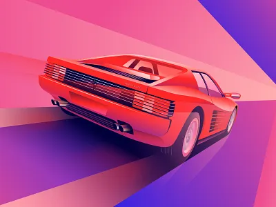 Testarossa cars ferrari illustration illustrator miami