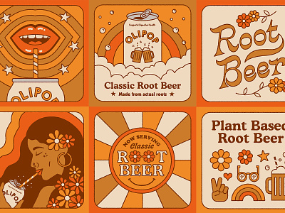Now Serving 70s illustration plants retro rootbeer soda vintage