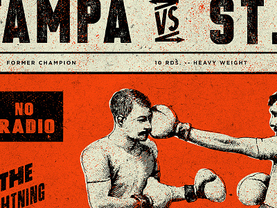 Battle of the Bay Detail boxing detail florida orange poster print retro texture vintage