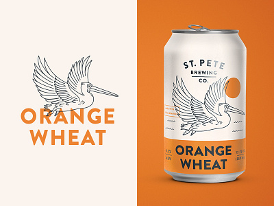 Orange Wheat beer bird branding drink label line packaging pelican