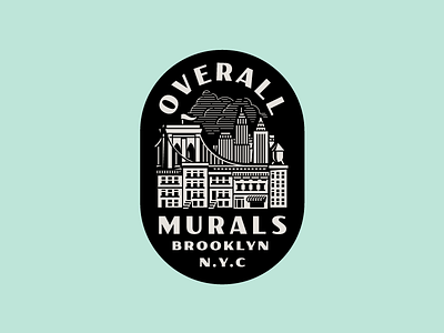 Overall Murals badge bridge brooklyn city illustration newyork skyline vintage
