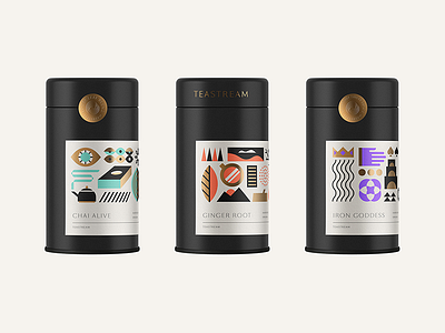 Ice T concept design geometric label modern packaging tea tin