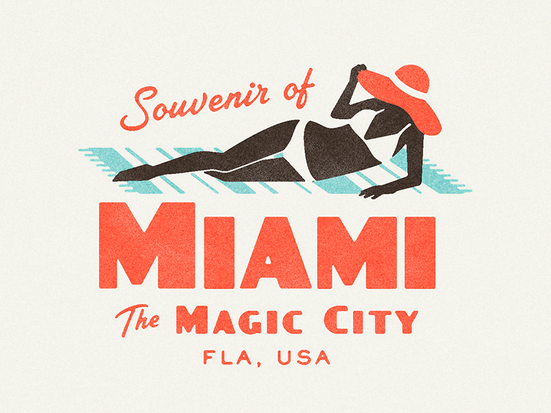 ¡Vamos a la playa! texture tropical matchbook typography florida miami vintage