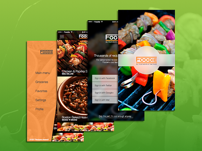Foodie app food ios log in menu recipes sketch3 ui ux