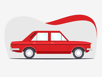 Red Peykan car design illustration red