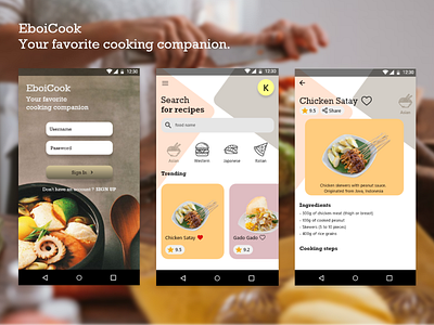 EboiCook - Your favorite cooking companion. app design illustration ui ux