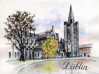 Dublin - watercolor illustration