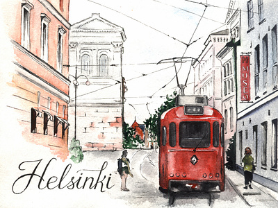 Helsinki - watercolor illustration