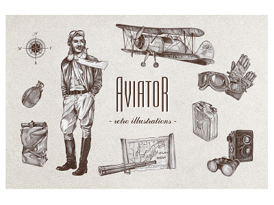 Aviation - retro illustrations