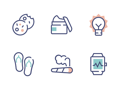 eCommerce Icon System biscuits colored icons custom icons flip flops heartbeat icon design icon set iconography icons illustration outline icons
