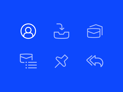 Custom icon design for an email application application custom icons email email app icon design icon designer icon set inbox line icons outline icons ui ux ui design ui icons
