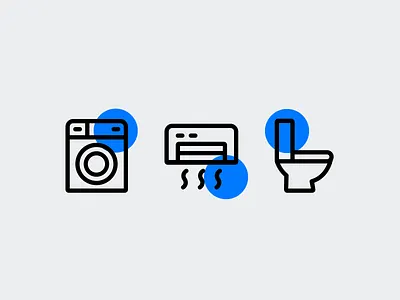 Icons style exploration by Xicons.studio air conditioning custom icon design graphic design icon design icon designer icon set iconography icons outline icons toilet washing machine wc website