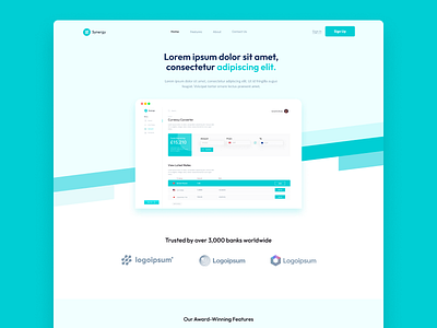 Synergy - Landing Page for Currency Converter Application design landing page ui web