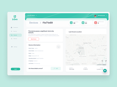 Lujam - High Risk Device Page cyber dashboard design network ui web