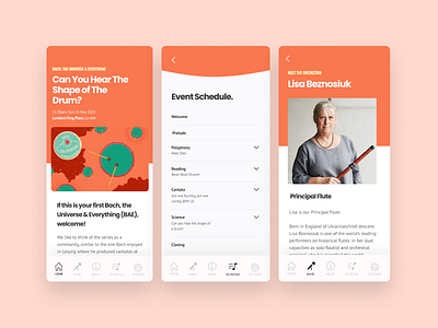 OAE - Progressive Web App for Orchestra Event Program dashboard design event program mobile music music event orchestra ui