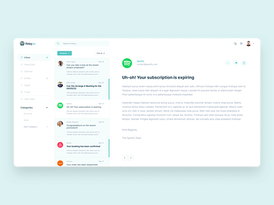 Relay.io - Email Client Application app dashboard design email email client mailbox ui web web design