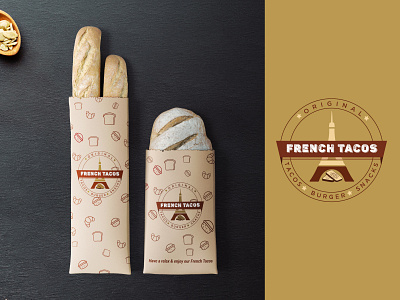French Tacos - Logo Design branding bread creative design fastfood food french gradient logo illustration logo logo design minimal logo modern logo packaging smrity6032 tacos