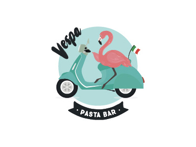 Vespa Pasta Bar bar branding concept flamingo identity logo mark vespa