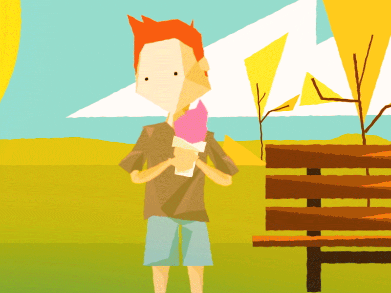 Ice Cream - ARE animation character design gif grass icecream kid outside park sun tree