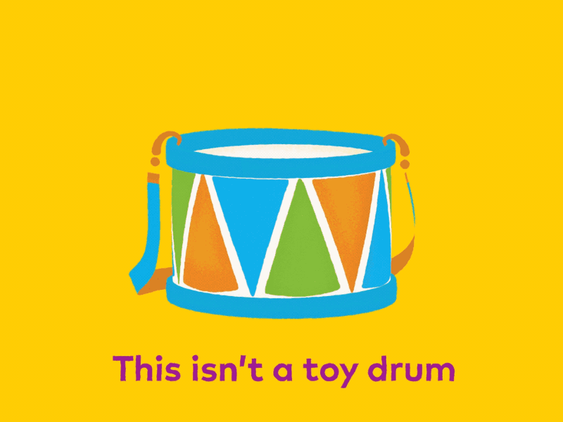 Drums 2d 3d animation blue cel character design concert drummer drums gif yellow