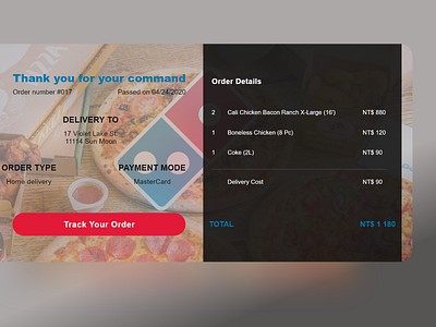 Email Receipt for Dailyui #17 daily 100 challenge dailyui dailyuichallenge design dominos email email receipt ordering pizza ticket ui web