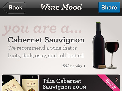 Wine Mood app iphone typography wine