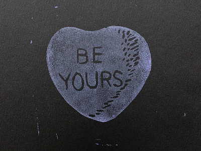 Be Yours hearts lino print