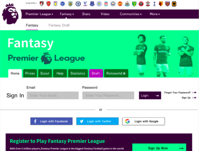 Fantasy Premeier League UI desktop ui fantasy premier league