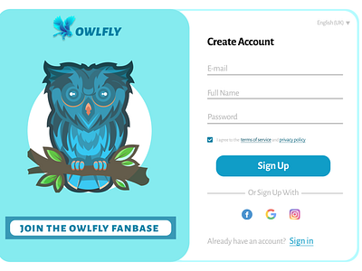 OwlFly Sign Up Page
