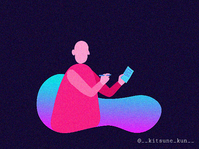 Illustration for notes app blue guy illustration notes palette pencil pink purple