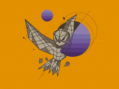 Owl animals art bird geometrical moon owl sun vector wild