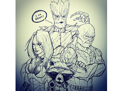 Awkward Family Photo drawing family portrait fan art guardians of the galaxy illustratrion marvel sketch
