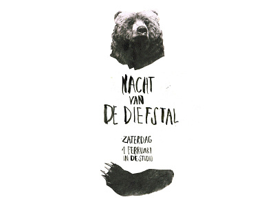 Nacht van de diefstal bear collage de studio flyer handwriting internship poster typo