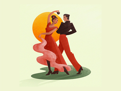 Flamenco Dance 💃 character couple dance flamenco flat illustration people spain texture