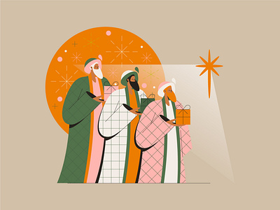 Tres Reyes Magos 👑 2d branding character design flat geometry illustration king people reyes magos shape tres reyes magos vector