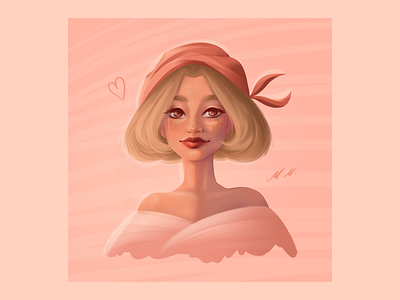 Portrait study 🐥 blonde character design female feminine girl illustration pink portrait procreate study texture