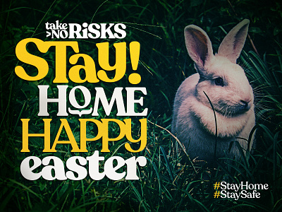 Avoid Risks. Stay Home. Happy Easter design illustration typography