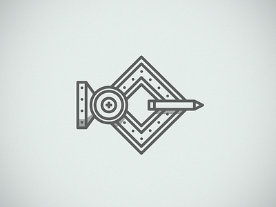 Robo logo bolts illustration mechanical outline pencil robot