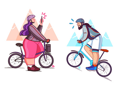 Bikers bikers brompton cycling illustration illustration art illustration design procreate