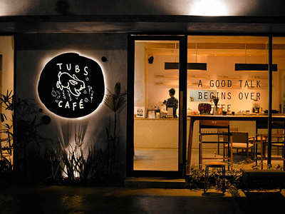 Tubs Café branding design flat illustration logo minimal ux