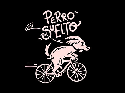 Perro suelto bike cycling dog doodle illustration ride