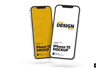Floating iPhone 12 Mockup Free PSD Download by prime on Dribbble
