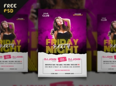 Friday Night Party Flyer Free PSD Free Download
