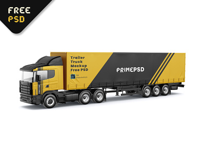Trailer Truck Mockup Free PSD