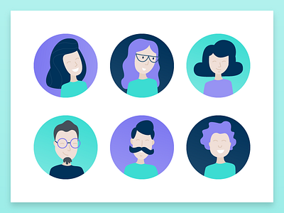 Characters Illustration avatar characters colors customer drawing glasses hair illustration moustache people profile support