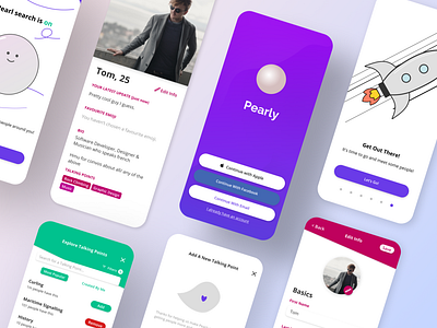 Pearly - Screen Designs animation app design illustration mobile ui