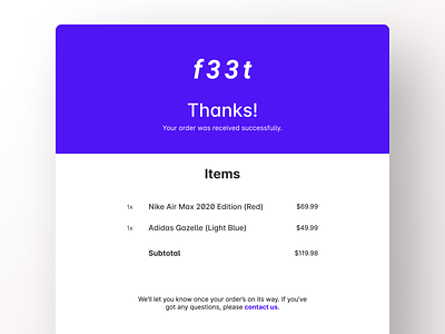 Daily UI 017 - Email Receipt email receipt email design dailyui